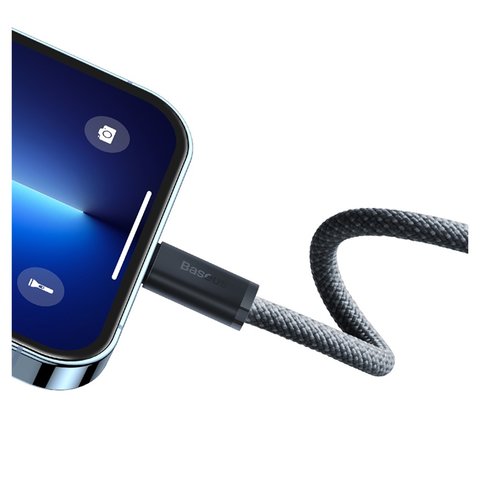 USB кабель Baseus Dynamic Series, USB тип-C, Lightning, 100 см, 20 Вт, сірий, в нейлоновому обплетенні, #CALD000016 Прев'ю 2