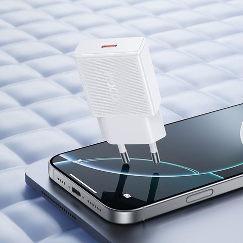 Сетевое зарядное устройство Hoco N72, 20 Вт, Power Delivery (PD), белый, 1 порт, gan, #6942007661102 Превью 1