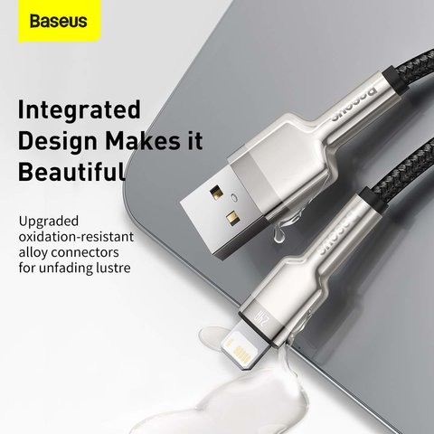 USB Cable Baseus Cafule Series Metal, (USB type-A, Lightning, 100 cm, 2.4 A, white, nylon braided) #CALJK-A02 Preview 2
