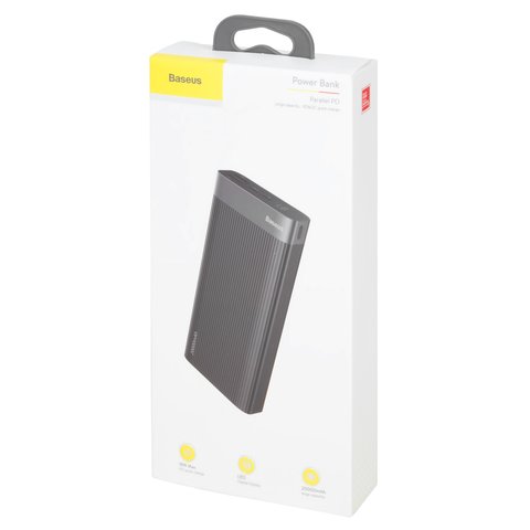 Power bank Baseus BS-20KP201, 20000 mAh, Type C puertos 5-9V 2A/12V 1,5A, 2 puertos USB 5V 2A/5-9V 2A/12V 1.5A, 145.6×71×28 mm, negro, #PPALL-APX01 Vista previa  1