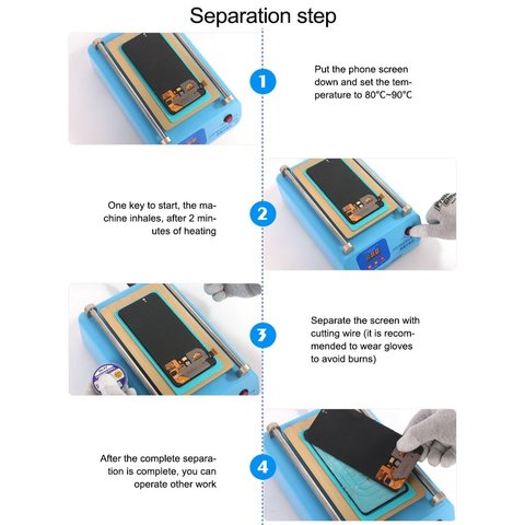 Dispositivo para despegar el módulo de pantalla Sunshine S-918L, se utiliza para pantallas de hasta 8.5", con bomba de vacío Vista previa  8