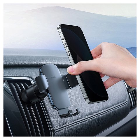 Автомобільний тримач Baseus Metal Age II, сірий, на дефлектор, #SUJS000013 Прев'ю 3