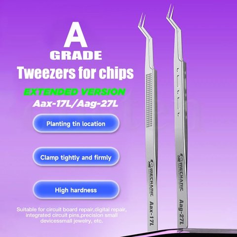 Пинцет монтажный Mechanic Aag-27L, изогнутый, 140 мм Превью 1